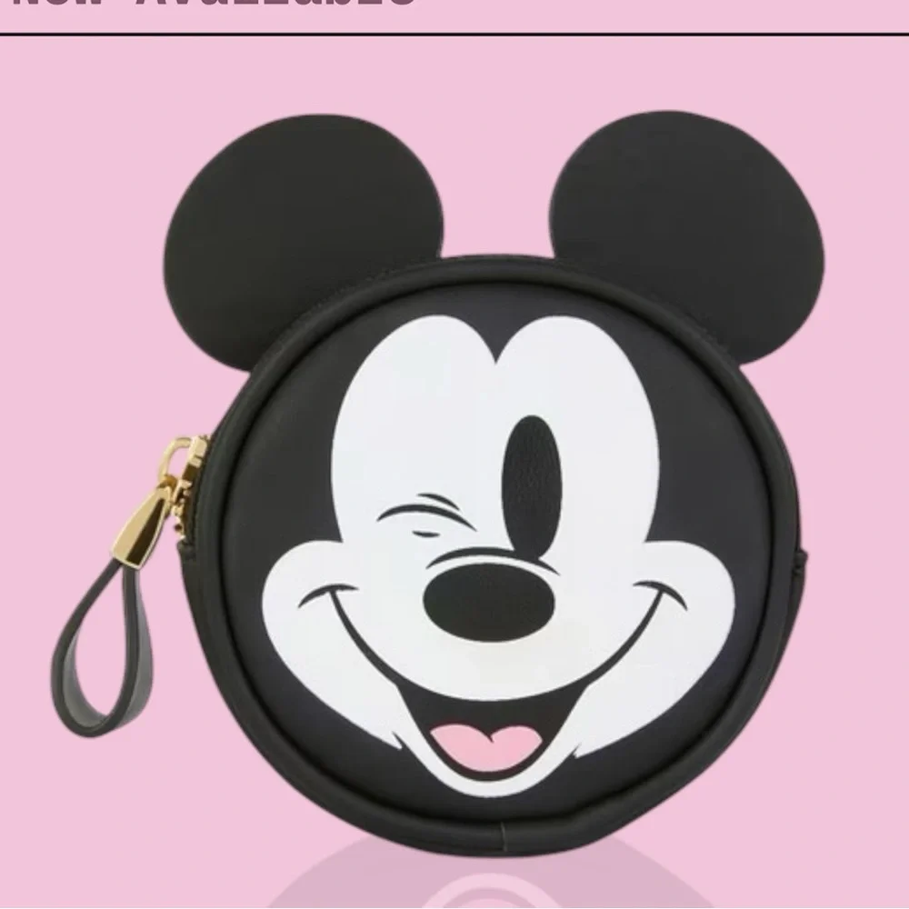 Disneys Winking Mickey Mouse Black Coin Purse NWT